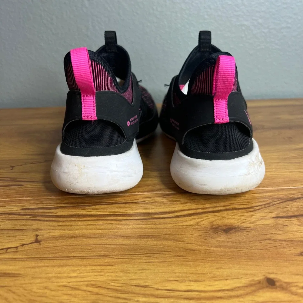 Nike Flex Running Shoes Girls 8 Black Pink‎ Contact 3 AQ7481-002 Sneakers
